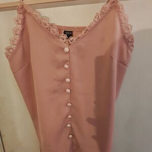 SHEIN Blush Button-Down Camisole with Lace